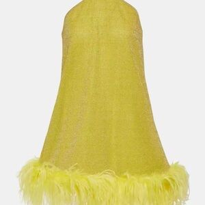Yellow Feather Trim Dress